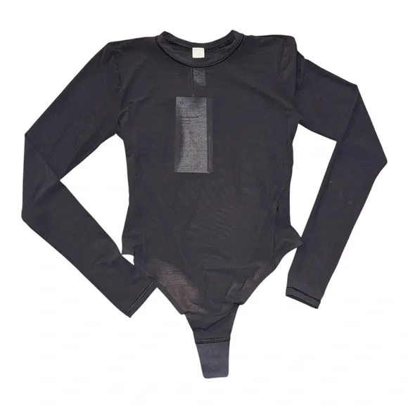 Lululemon Wundermost Nulu Mesh Long-Sleeve Crew Bodysuit Black XS (4) NWT - Picture 3 of 5